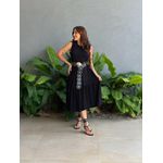 Vestido Midi Malha Babados PRETO