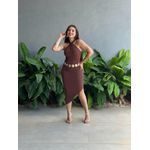 Vestido Sasha Midi Canelado MARROM