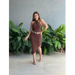 Vestido Sasha Midi Canelado MARROM