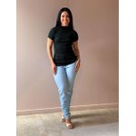 Blusa Lila em Malha Ribana Manga Curta PRETA
