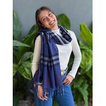 Cachecol em Lã XADREZ AZUL MARINHO COM VERMELHO
