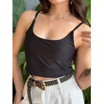 Top Cropped Alças Finas em Poliamida PRETO