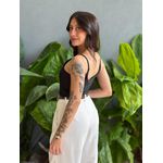 Top Cropped Alças Finas em Poliamida PRETO