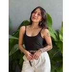 Top Cropped Alças Finas em Poliamida PRETO