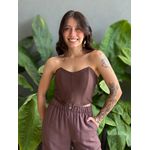 Cropped Corselet em Poliamida MARROM