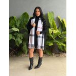 Cachecol em Lã XADREZ BRANCO COM VERMELHO
