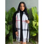 Cachecol em Lã XADREZ BRANCO COM VERMELHO