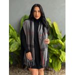 Cachecol em Lã XADREZ CINZA COM VERMELHO