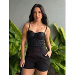 Shorts em Alfaiataria com Elástico no cós PRETO
