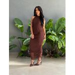 Vestido Midi em Tule MARROM