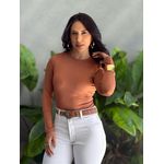 Body Elisa Manga Longa Decote nas costas MARROM CLARO