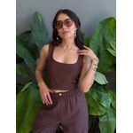 Cropped Regata Aisha Alças Largas MARROM