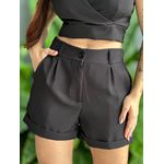 Shorts em Alfaiataria com Elástico no cós PRETO