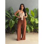 Calça Pantalona Leila com Elástico no cós MARROM