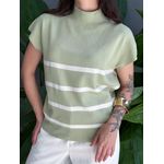 Blusa Marina Em Tricot Listrado VERDE COM BRANCO