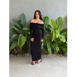 Vestido Milena Ombro a Ombro Malha Ribana Premium PRETO