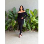 Vestido Milena Ombro a Ombro Malha Ribana Premium PRETO