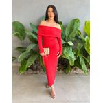 Vestido Milena Ombro a Ombro Malha Ribana Premium VERMELHO