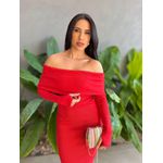 Vestido Milena Ombro a Ombro Malha Ribana Premium VERMELHO