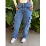 Calça Jeans Wide Legg Cargo Cherry 544 LAVAGEM MEDIA 