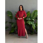 Vestido Monise Manga Longa Costas Nua VINHO