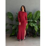 Vestido Monise Manga Longa Costas Nua VINHO