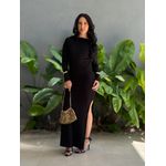 Vestido Monise Manga Longa Costas Nua PRETO