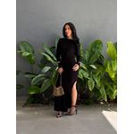 Vestido Monise Manga Longa Costas Nua PRETO