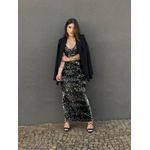 Saia Midi em Paetes PRETO COM PRATA
