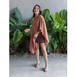 Shorts Saia Vick em Couro Fake MARROM CHOCOLATE