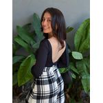 Body Costas Nua Manga Longa em Poliamida PRETO