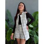 Conjunto Shorts e Colete em Tweed OFF WHITE COM PRETO