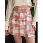 Shorts Saia Xadrez BRANCO COM LARANJA