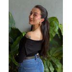 Blusa Amelie Manga Longa Decote Ombro a Ombro PRETO