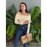 Blusa Amelie Manga Longa Decote Ombro a Ombro CREME