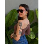 Cropped Laura Nula Manga em Poliamida MARROM