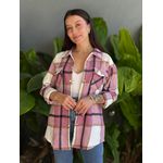 Jaqueta Xadrez Alongada BRANCO COM ROSA