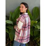 Jaqueta Xadrez Alongada BRANCO COM ROSA