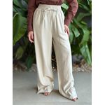 Calça Pantalona Leila com Elástico no cós CREME
