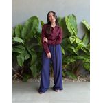 Calça Pantalona Leila com Elástico no cós AZUL MARINHO