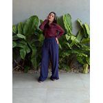 Calça Pantalona Leila com Elástico no cós AZUL MARINHO