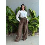 Calça Pantalona Leila com Elástico no cós VERDE MILITAR