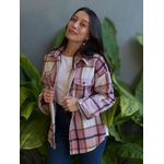 Jaqueta Xadrez Longa BRANCO COM ROSA