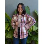Jaqueta Xadrez Longa BRANCO COM ROSA