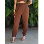 Calça Alfaiataria Joana com Elástico no Cós MARROM CHOCOLATE