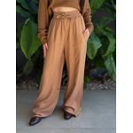 Calça Pantalona Leila com Elástico no cós BEGE ESCURO