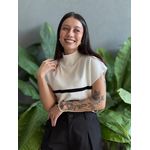 Blusa Marina Em Tricot Listrado BRANCO COM PRETO