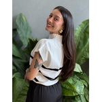 Blusa Marina Em Tricot Listrado BRANCO COM PRETO