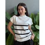 Blusa Marina Em Tricot Listrado BRANCO COM PRETO