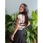 Blusa Marina Em Tricot Listrado BEGE COM PRETO